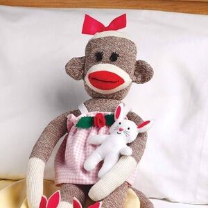 Y2K Rosebud Sock Monkey collectable craft making Kit - Pink and Red